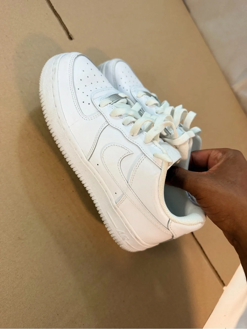 Nike Kids White Low-Top Leather Sneakers with Lace-Up Closure